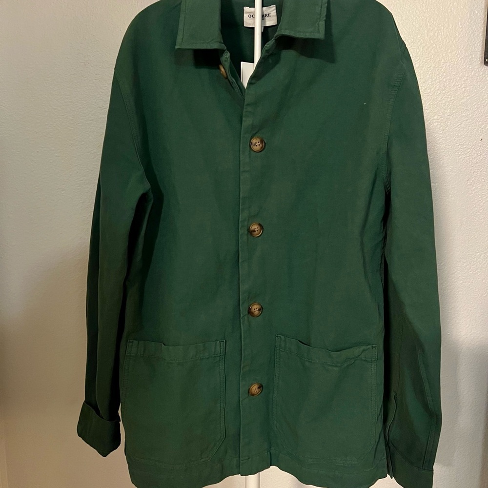 NWT Men's Dark Green Lightweight Button Jacket by OCTOBRE Editions